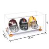 Better Display Cases Acrylic Three Mini - Miniature Football Helmets (not Full Size) Display Case with Clear Case, Orange Risers and White Base 19.25" x 8.25" x 8" (V47/A103) view 2