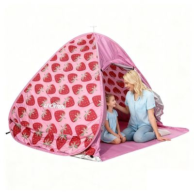 Large Automatic Instant Pop Up Beach Shade Sun Shelter Portable Baby Canopy Cabana Anti UV Beach Umbrella with Carry Bag Fit for 3-4 Person (Pink)