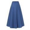 YOLAI Women's Casual Loose Solid Color Skirt A Line High Waist Skirt with Pocket Buttons Maxi Skirt (Blue, L) view 4