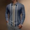 Ymosrh Mens Shirts, Long Sleeve Polo Shirts White Men's Lapel Printed Casual Top Loose Sports Shirt Shirts with Collar Shirts for Men Big and Tall Shirt Tshirts Camisas para (3XL, Cyan) view 3