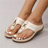 Ladmiple Womens Walking Shoes Slip On Womens Flat Sandals Beaded Bohemian Elastic Back Strap Rhinestone Summer Slip On Sandals view 3