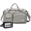 Grey Gym Bag for Women, Waterproof Travel Duffle Bag Carry On Weekender Bag with Shoe Compartment & Wet Pocket, Gym Tote Bag for Travel, Workout, Sport view 1