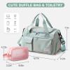 Grey Gym Bag for Women, Waterproof Travel Duffle Bag Carry On Weekender Bag with Shoe Compartment & Wet Pocket, Gym Tote Bag for Travel, Workout, Sport view 3