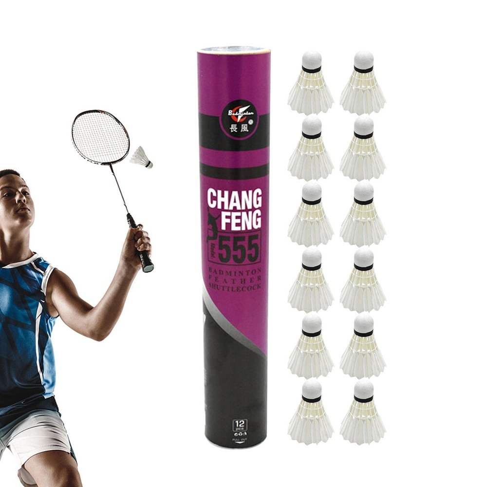 Badminton, 12 Pack Badminton Shuttlecock, Duck Feather Badminton Balls, High Speed Training Sport Badminton Balls for Outdoor Indoor Sports