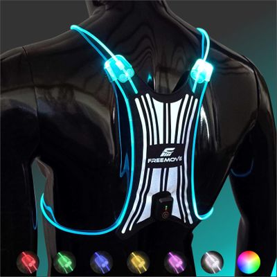SPIDER Reflective Lighted Running Vest - Optic Fiber Technology, Bright, 360 Visible, Ultralight, Phone Pocket, Fully Adjustable Size XS-3XL - Reflective Running Gear for Safe Night Sports & Walking