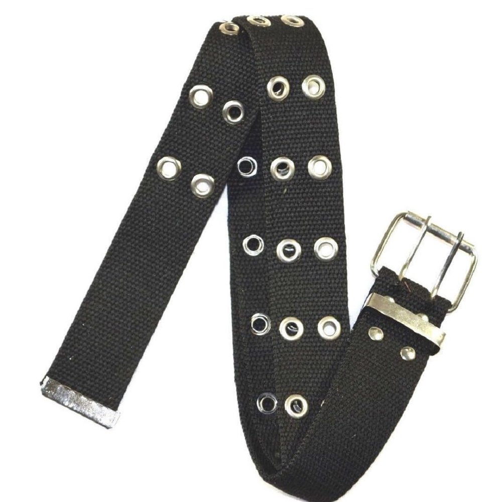 Nayt Military Cotton Belt With Circular Holes Black (Medium-40)