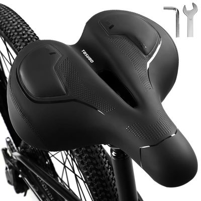 Oversize Bike Seat (11.8x10.8x5.8IN) for Peloton Bike Saddle with Gel Comfortable Bike Seat Cushion Bicycle Seat for Men Women Memory Foam Bicycle Saddle Fit for Exercise Mountain Bike