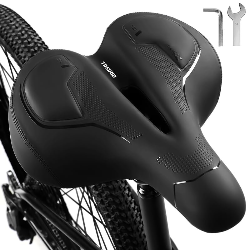 Oversize Bike Seat (11.8x10.8x5.8IN) for Peloton Bike Saddle with Gel Comfortable Bike Seat Cushion Bicycle Seat for Men Women Memory Foam Bicycle Saddle Fit for Exercise Mountain Bike