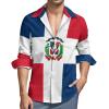 Dominican Republic Flag Men's Button Down Shirts Long Sleeve Casual Regular Fit with Pocket view 1