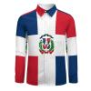 Dominican Republic Flag Men's Button Down Shirts Long Sleeve Casual Regular Fit with Pocket view 3