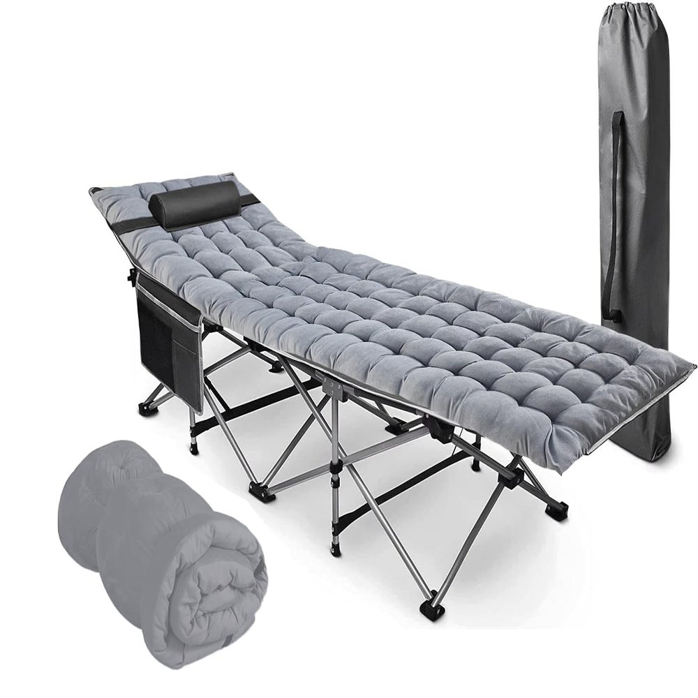 VaygWay Foldable Outdoor Camping Cot and Cot Pad Mattress- Soft Comfortable Lightweight Thick Cotton Sleeping Cot- Portable Hiking, Traveling, Backpacking Waterproof Bottom Pad