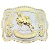 WMG Bull Rider Cowboy Rodeo Western Large Gold Tone Cowboy Riding Bull Unisex Fashion Belt Buckle view 1