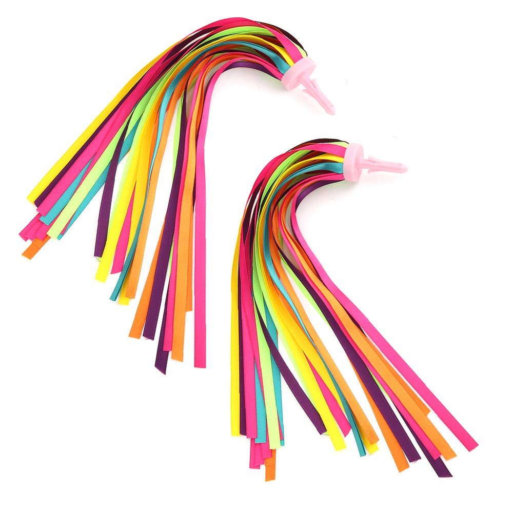Alomejor Kids Bike Tassel Ribbons Handlebars Streamers, Multi Color and Sky Blue, 32pcs, Fun Accessories (Colorful)