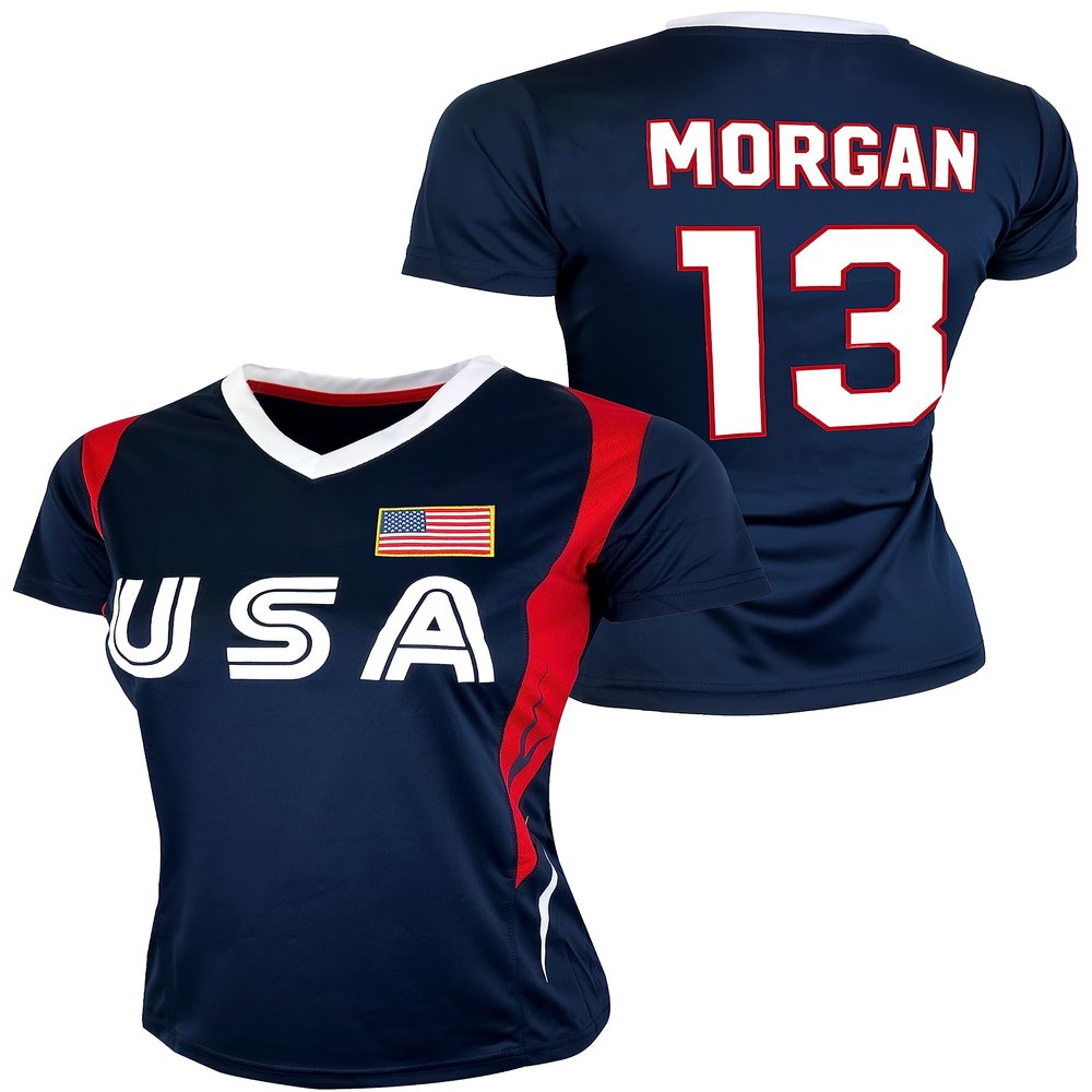 Icon Sports Women's U.S Alex Morgan Shirt, Adult Sizes USWNTPT T-Shirt. (AL) Blue