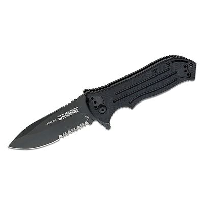 BLACKHAWK POINT MAN Knife G10 Sideliner 3-3/8 Partially Serrated D2 Tool Steel Blade with G10 Handle (BH15PM211BK)