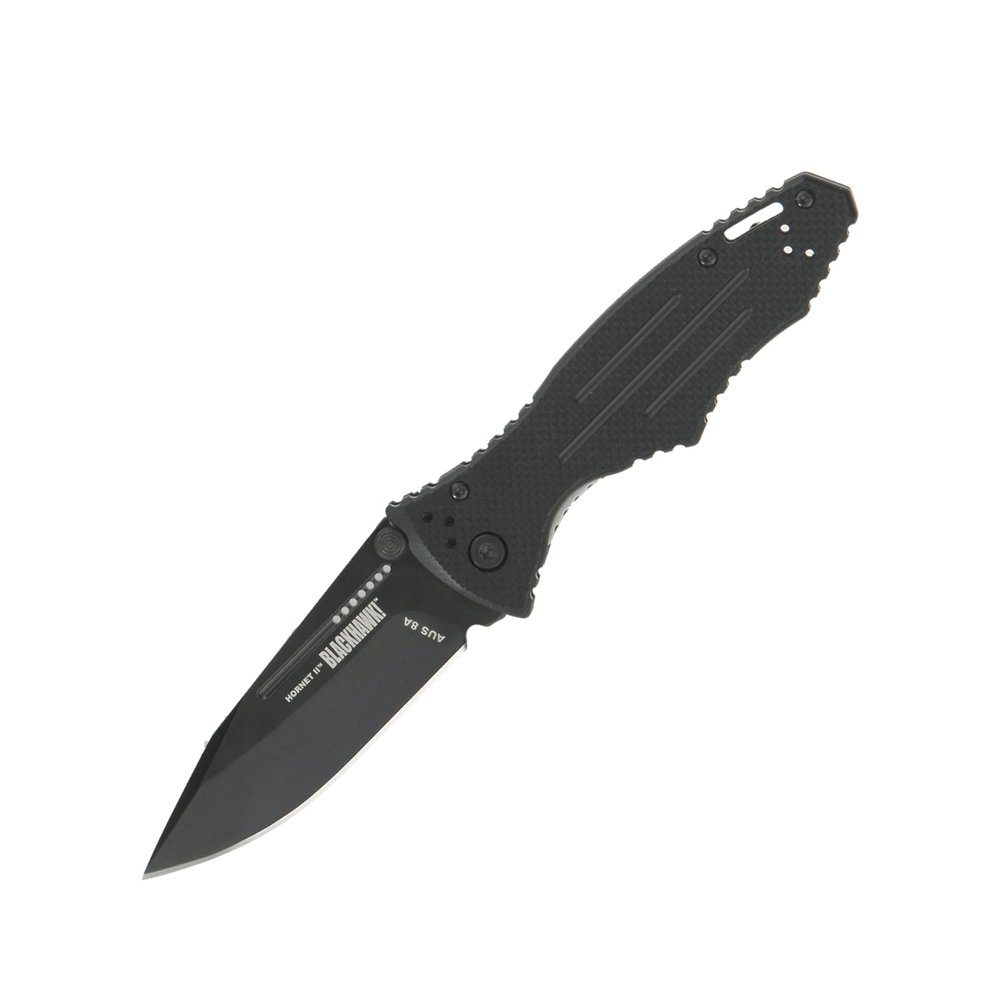Bear & Son BLACKHAWK - ASSISTED - 3.25" - Drop Point - D2 Tool Steel - G10 w/SS Liners - Bronze Washers - BH15H201BK