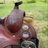 MotorDog69 Western Horse Saddle Concho Mount with American Flag Medallion, Fits Any Saddle, Leather, Saddle Accessorie view 3