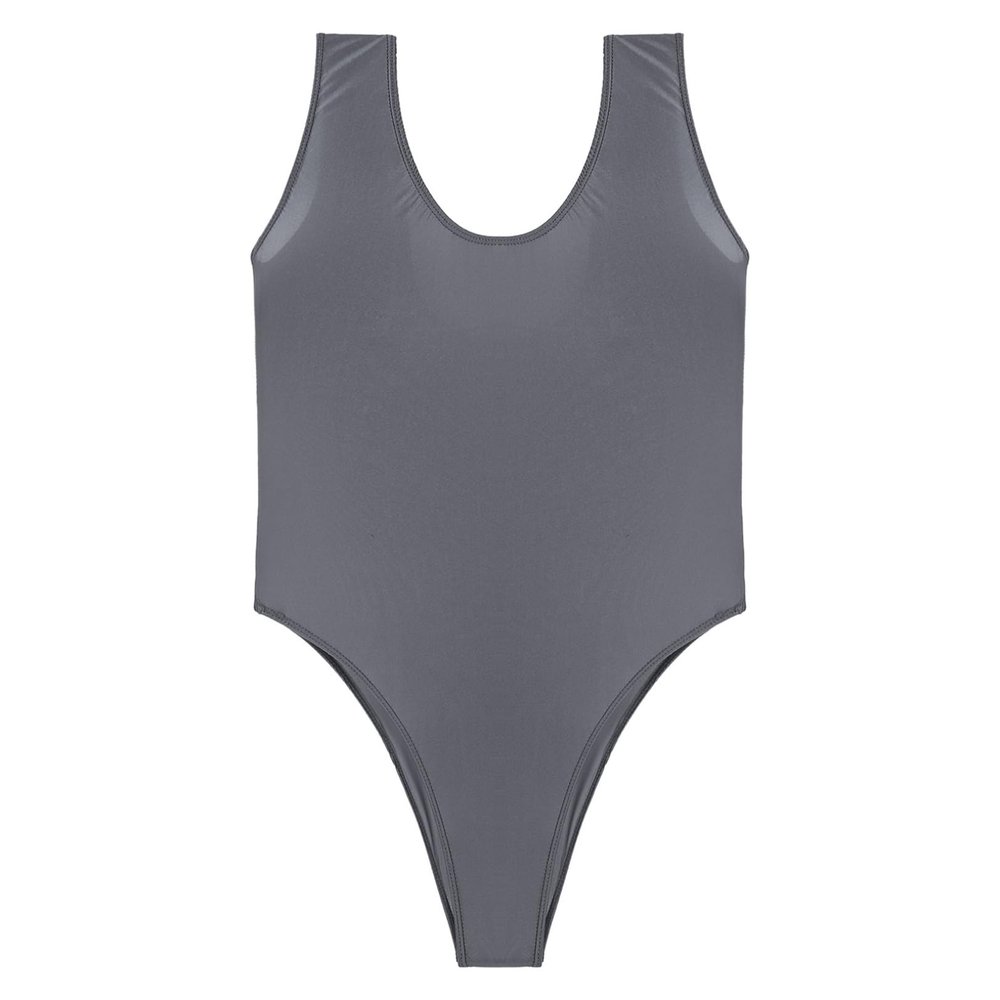 renvena Mens Smooth Slim Fit Wrestling Singlet Bodysuit High Elastic Gym Workout Leotard Underwear Dark Grey X-Large