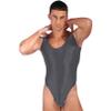 renvena Mens Smooth Slim Fit Wrestling Singlet Bodysuit High Elastic Gym Workout Leotard Underwear Dark Grey X-Large view 3