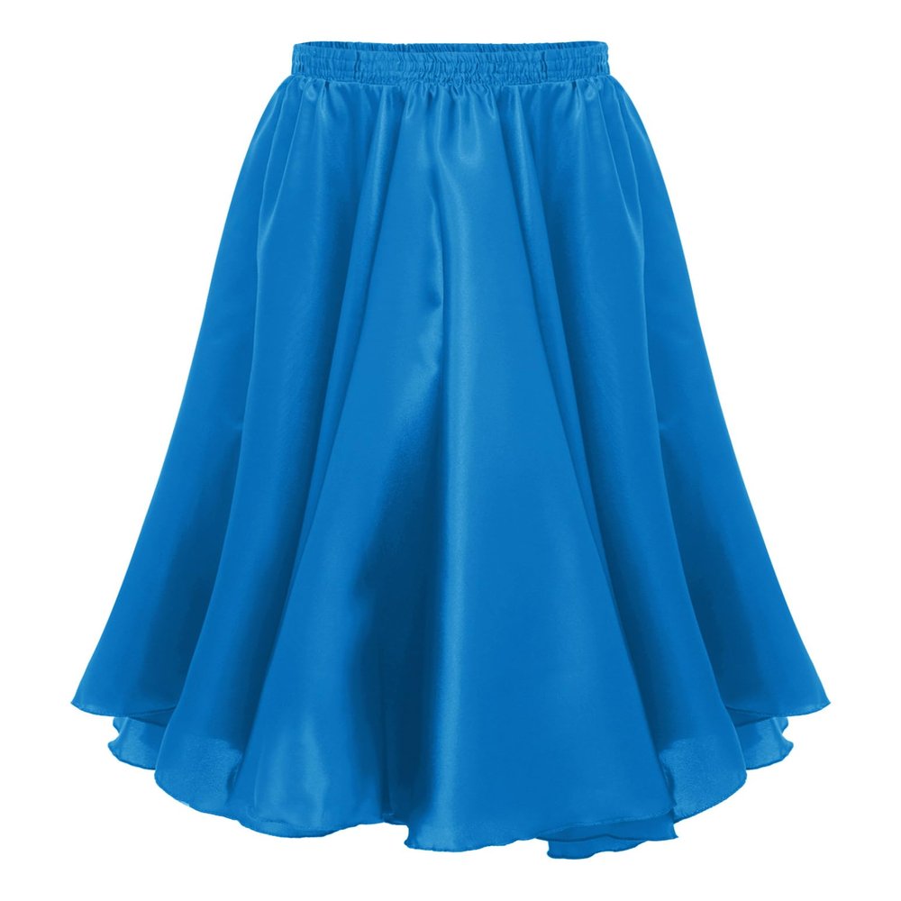 Shinsto Kids Girls Long Full Circle Dance Skirt Spanish Flamenco Belly Skirt Rumba Samba Dance Costume Sky Blue 3-4 Years