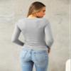 Abardsion Women's Long Sleeve Shirts Spring 2026 Casual Basic Going Out Crop Tops Slim Fit Tight Y2K Clothes(Light Grey, 2XL) view 4