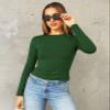 Abardsion Women's Long Sleeve Shirts Spring 2026 Casual Basic Going Out Crop Tops Slim Fit Tight Y2K Clothes(Dark Green, L) view 2