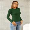 Abardsion Women's Long Sleeve Shirts Spring 2026 Casual Basic Going Out Crop Tops Slim Fit Tight Y2K Clothes(Dark Green, L) view 3