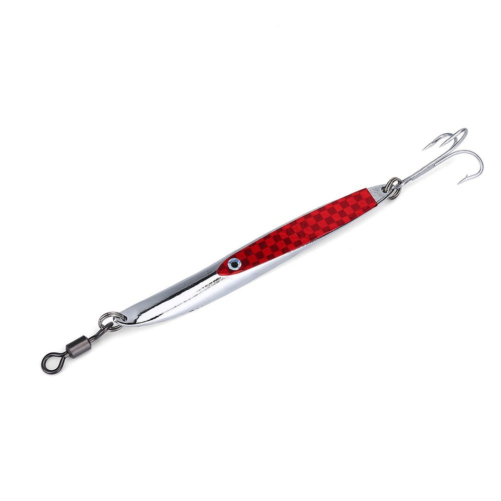 Milltrip Fishing Lures Sequins Bait, Fishing Lures Metal Bass Hard Spoon Bait Artificial Hook (56g-Red)