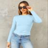 Abardsion Women's Long Sleeve Shirts Spring 2026 Casual Basic Going Out Crop Tops Slim Fit Tight Y2K Clothes(Light Blue, L) view 2