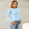 Abardsion Women's Long Sleeve Shirts Spring 2026 Casual Basic Going Out Crop Tops Slim Fit Tight Y2K Clothes(Light Blue, L) view 3