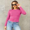 Abardsion Women's Long Sleeve Shirts Spring 2026 Casual Basic Going Out Crop Tops Slim Fit Tight Y2K Clothes(Hot Pink, L) view 2