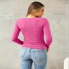 Abardsion Women's Long Sleeve Shirts Spring 2026 Casual Basic Going Out Crop Tops Slim Fit Tight Y2K Clothes(Hot Pink, L) view 4