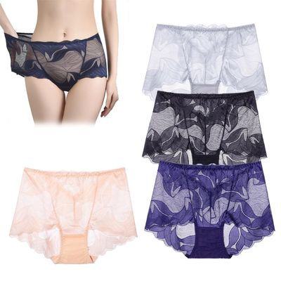 4 Pcs Ladies Silk Lace Handmade Underwear Pack, Ladies Silk Lace Handmade Panties, Sexy Underwear for Women (US, Alpha, X-Large, Regular, Regular, #6)