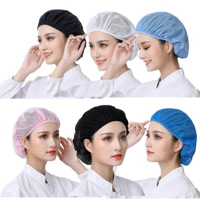 6 Pieces Unisex Elastic Chef Net Hat for Kitchen Cooking Head Cover Mesh Cap Food Service Hair Nets