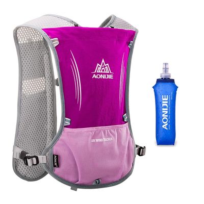 AONIJIE 5L Running Hydration Vest Pack with 500ml Soft Flask Adjustable & Lightweight Hydration Backpack for Marathon Race Hiking Cycling (Rose with 500ml Flask)