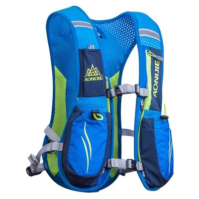 AONIJIE 5.5L Running Hydration Vest Pack with 6 Safety Pockets Adjustable & Lightweight Hydration Backpack for Marathon Race Hiking Cycling (Blue)