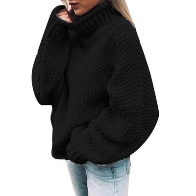XUETON Womens Oversized Turtleneck Sweaters Batwing Long Sleeve Heavyweight Winter Autumn Warm Casual Solid Color Loose Fit Chunky Knit Pullover Sweater Jumper Tops(Black,X-Large)