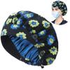 ABAMERICA Bouffant Caps with Button and Sweatband, Adjustable Scrub Caps for Women Men, Satin Layer view 1