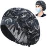 ABAMERICA Bouffant Caps with Button and Sweatband, Adjustable Scrub Caps for Women Men, Satin Layer view 1