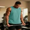 TACVASEN Mens Sleeveless Tee Shirts Tank Tops Cotton Base Layer Gym Athletic Summer Sleeveless Shirts for Men Grey Green XL view 3