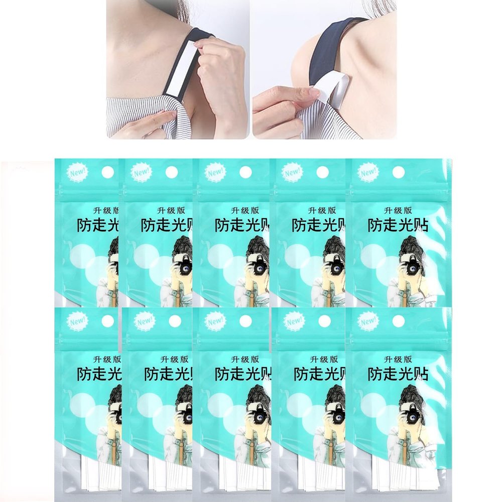 10 PCS Skirt & Shirt Collar Stickers, Disposable Anti-Light Stickers, and Shoulder Strap Fixing Invisible Stickers Stay Fashion-Ready - Clear Tape for Clothes, Body, and All Skin Shades (Blue,S)
