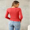 Abardsion Women's Long Sleeve Shirts Spring 2026 Casual Basic Going Out Crop Tops Slim Fit Tight Y2K Clothes(Big Red, S) view 4