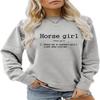 ESIKAH Horse Girl Sweatshirt Funny Equestrian Horseback Riding Graphic Shirts Women Crewneck Pullover Tops Horse Lover Gifts Gray view 1