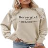 ESIKAH Horse Girl Sweatshirt Funny Equestrian Horseback Riding Graphic Shirts Women Crewneck Pullover Tops Horse Lover Gifts Beige view 1