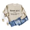 ESIKAH Horse Girl Sweatshirt Funny Equestrian Horseback Riding Graphic Shirts Women Crewneck Pullover Tops Horse Lover Gifts Beige view 2