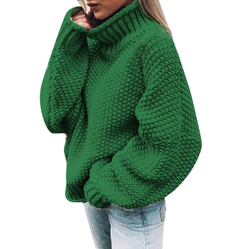XUETON Womens Oversized Turtleneck Sweaters Batwing Long Sleeve Heavyweight Winter Autumn Warm Casual Solid Color Loose Fit Chunky Knit Pullover Sweater Jumper Tops(Green,Medium)