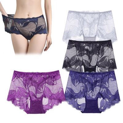 4 Pcs Ladies Silk Lace Handmade Underwear Pack, Ladies Silk Lace Handmade Panties, Sexy Underwear for Women (US, Alpha, XX-Large, Regular, Regular, #1)