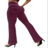 VOOVEEYA Women's Bootcut Leggings - Bootleg Yoga Pants Flare with 4 Pockets,Tummy Control High Waisted Casual Dress PantsBootcut-Maroon-L view 1