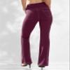 VOOVEEYA Women's Bootcut Leggings - Bootleg Yoga Pants Flare with 4 Pockets,Tummy Control High Waisted Casual Dress PantsBootcut-Maroon-L view 2