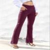 VOOVEEYA Women's Bootcut Leggings - Bootleg Yoga Pants Flare with 4 Pockets,Tummy Control High Waisted Casual Dress PantsBootcut-Maroon-L view 3